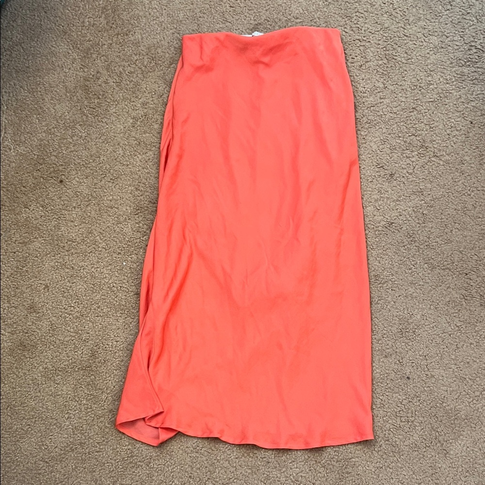 coral midi skirt